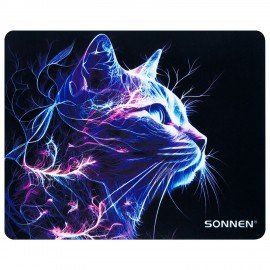 Коврик для мыши SONNEN "NEON CAT" резина+ткань, 250х200х2мм, 513956