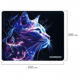 Коврик для мыши SONNEN "NEON CAT" резина+ткань, 250х200х2мм, 513956