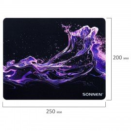 Коврик для мыши SONNEN "NEON SPLASH" резина+ткань, 250х200х2мм, 513957