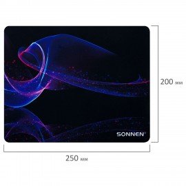 Коврик для мыши SONNEN "NEON WAVE" резина+ткань, 250х200х2мм, 513958