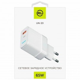 Зарядное устройство быстрое сетевое (220 В) USB QC3.0+Type-C PD 65 Вт, 3 А, RED LINE, УТ000033860