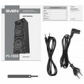 Колонка портативная SVEN PS-1900, 1000 Вт, TWS, Bluetooth, FM, USB, LED-дисплей, черная, SV-022037