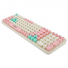 Клавиатура беспроводная USB, 105 клавиш, SONNEN K303PM, слоновая кость/розовый/мятный, 513977