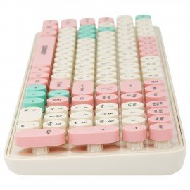 Клавиатура беспроводная USB, 105 клавиш, SONNEN K303PM, слоновая кость/розовый/мятный, 513977