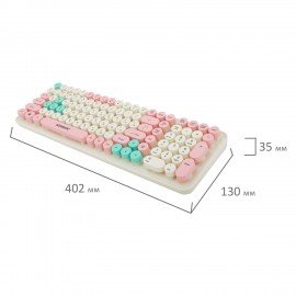 Клавиатура беспроводная USB, 105 клавиш, SONNEN K303PM, слоновая кость/розовый/мятный, 513977