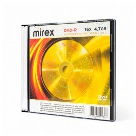 Диски DVD-R MIREX, 4,7 ГБ 16x Slim Case, КОМПЛЕКТ 5 шт, UL130003A1F