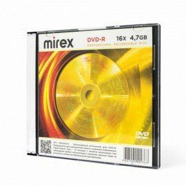 Диски DVD-R MIREX, 4,7 ГБ 16x Slim Case, КОМПЛЕКТ 5 шт, UL130003A1F