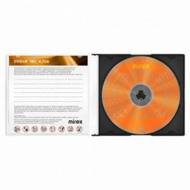 Диск DVD+R (плюс) MIREX, 4,7 ГБ 16x Slim Case, 1 штука, UL130013A1S