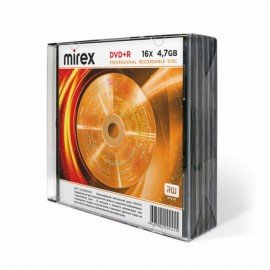 Диски DVD+R (плюс) MIREX, 4,7 ГБ 16x Slim Case, КОМПЛЕКТ 5 шт, UL130013A1F