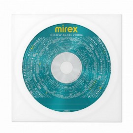 Диск CD-RW MIREX, 700 Мб 4-12x бумажный конверт, 1 штука, UL121002A8C