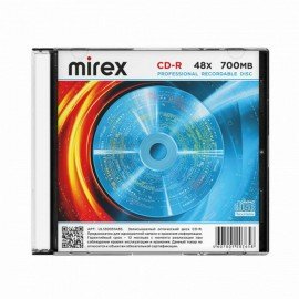 Диски CD-R MIREX, 700 Мб 48x Slim Case, КОМПЛЕКТ 5 шт, UL120051A8F