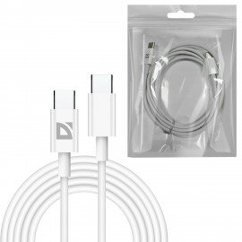 Кабель USB Type-C-Type-C, 60 Вт, белый, 2 м, DEFENDER F182, 87538