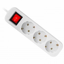 Удлинитель сетевой DEFENDER S330, 3 розетки, c заземлением, выключатель, 10А, длина 3 м, белый, 99234