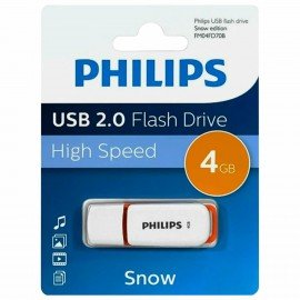 Флеш-диск 4 GB PHILIPS SNOW, разъем USB 2.0, оранжевый, FM04FD70B/97