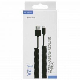 Кабель USB2.0 - Type-C, Red Line Spiral, черный, УТ000015710