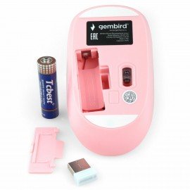 Мышь беспроводная GEMBIRD MUSW-390, 3 кнопки + 1 колесо-кнопка, оптическая, розовая