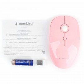 Мышь беспроводная GEMBIRD MUSW-390, 3 кнопки + 1 колесо-кнопка, оптическая, розовая