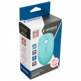 Мышь беспроводная GEMBIRD MUSW-395, 3 кнопки + 1 колесо-кнопка, оптическая, бирюзовая
