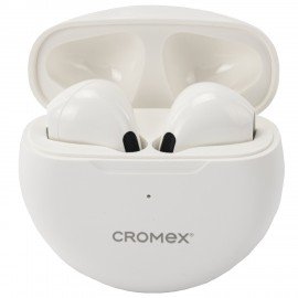 Наушники беспроводные TWS вкладыши с микрофоном, CROMEX EP-T28W, bluetooth 5.4, белые, 514121
