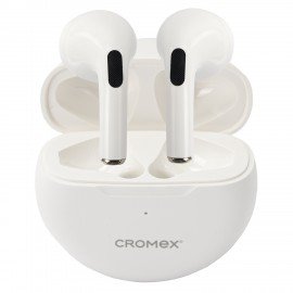Наушники беспроводные TWS вкладыши с микрофоном, CROMEX EP-T28W, bluetooth 5.4, белые, 514121