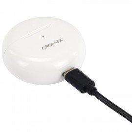 Наушники беспроводные TWS вкладыши с микрофоном, CROMEX EP-T28W, bluetooth 5.4, белые, 514121