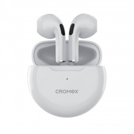Наушники беспроводные TWS вкладыши с микрофоном, CROMEX EP-T28W, bluetooth 5.4, белые, 514121