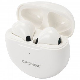 Наушники беспроводные TWS вкладыши с микрофоном, CROMEX EP-T28W, bluetooth 5.4, белые, 514121