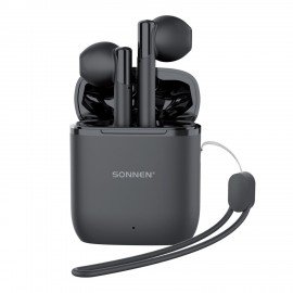 Наушники беспроводные TWS вкладыши с микрофоном, SONNEN EP-BH10B, bluetooth 5.3, черные, 514122