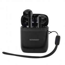 Наушники беспроводные TWS вкладыши с микрофоном, SONNEN EP-BH10B, bluetooth 5.3, черные, 514122