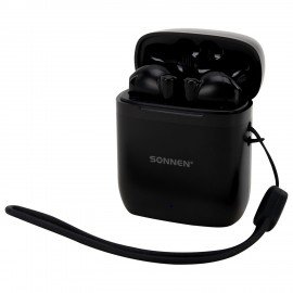 Наушники беспроводные TWS вкладыши с микрофоном, SONNEN EP-BH10B, bluetooth 5.3, черные, 514122