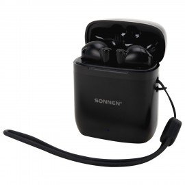 Наушники беспроводные TWS вкладыши с микрофоном, SONNEN EP-BH10B, bluetooth 5.3, черные, 514122