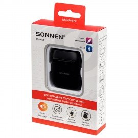 Наушники беспроводные TWS вкладыши с микрофоном, SONNEN EP-BH10B, bluetooth 5.3, черные, 514122