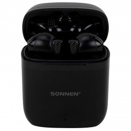 Наушники беспроводные TWS вкладыши с микрофоном, SONNEN EP-BH10B, bluetooth 5.3, черные, 514122