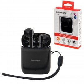 Наушники беспроводные TWS вкладыши с микрофоном, SONNEN EP-BH10B, bluetooth 5.3, черные, 514122
