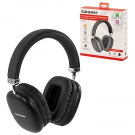 Наушники беспроводные накладные полноразмерные раздвижные мультирежимные, SONNEN HP-B12B, BT 5.4, черные, 514126