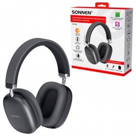 Наушники беспроводные накладные полноразмерные раздвижные мультирежимные, SONNEN HP-B12B, BT 5.4, черные, 514126
