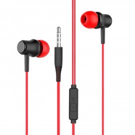 Наушники проводные внутриканальные с микрофоном SONNEN EP-H47RB, 1,1 м, красные/черные, 514129