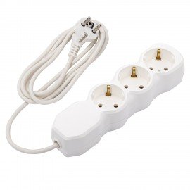 Удлинитель У10-003 3 розетки, с заземлением, 10 А, 1,8 м, белый, 7032