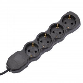 Удлинитель У10-004 4 розетки, с заземлением, 10 А, 3 м, черный, 6882