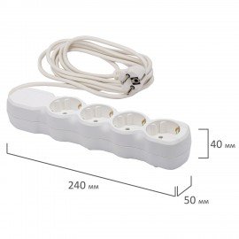 Удлинитель У10-004 4 розетки, с заземлением, 10 А, 3 м, белый, 6872