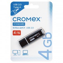 Флеш-диск 4GB CROMEX Standard USB 2.0, черный, 514156