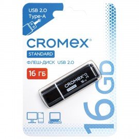 Флеш-диск 16GB CROMEX Standard USB 2.0, черный, 514158