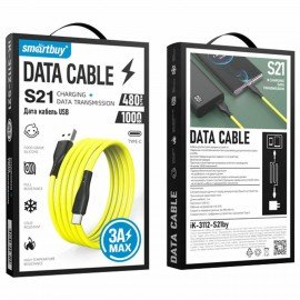 Кабель S21 USB -Type C, 1 м, 3 А, SMARTBUY, для зарядки и передачи данных, желтый 934, iK-3112-S21by