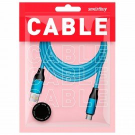 Кабель BOLD USB -TypeC 1 м 3А, SMARTBUY для быстрой зарядки и передачи данных, толстый, синий 18126, 3112BOLD-BLUE