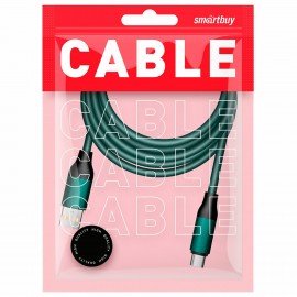 Кабель BOLD USB -TypeC 1 м 3А, SMARTBUY для быстрой зарядки и передачи данных, толстый, мятный 18119, 3112BOLD-MINT