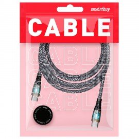 Кабель TypeC-TypeC, 1 м, 3 А, SMARTBUY, для быстрой зарядки и передачи данных, черный 18140, FCTRANSP-BLACK