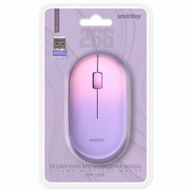 Мышь беспроводная бесшумная SMARTBUY SBM-266AG-V, USB, 2 кнопки + 1 колесо, оптическая, фиолетовая