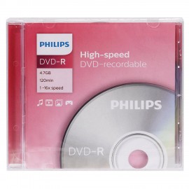 Диск DVD-R PHILIPS, 4,7 Гб 16x Slim Case (1 штука), DM4S6S01F/97