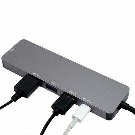 Док-станция GEMBIRD Type-C 5в1: 3хUSB3.1, PD100W, HDMI, кабель 17 см, алюминий, UHB-D1