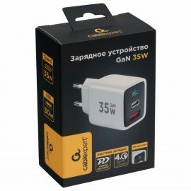 Зарядное устройство сетевое (220В) CABLEXPERT, дисп, 35Вт GaN, QC4/PD3, 1хUSB, 1хType-C, MP3A-PC-52